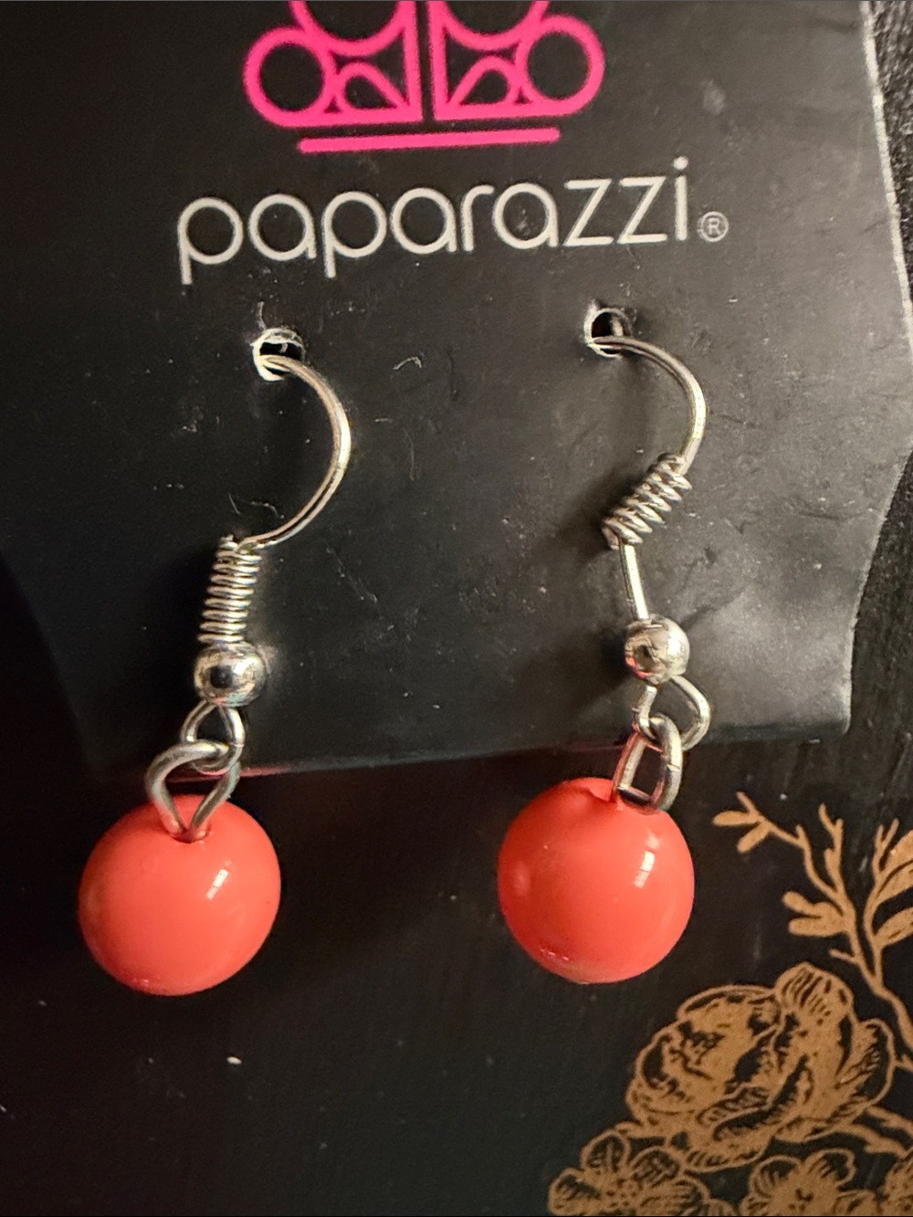 Paparazzi Coral Ball Drop Earrings - Vibrant Coral Spheres